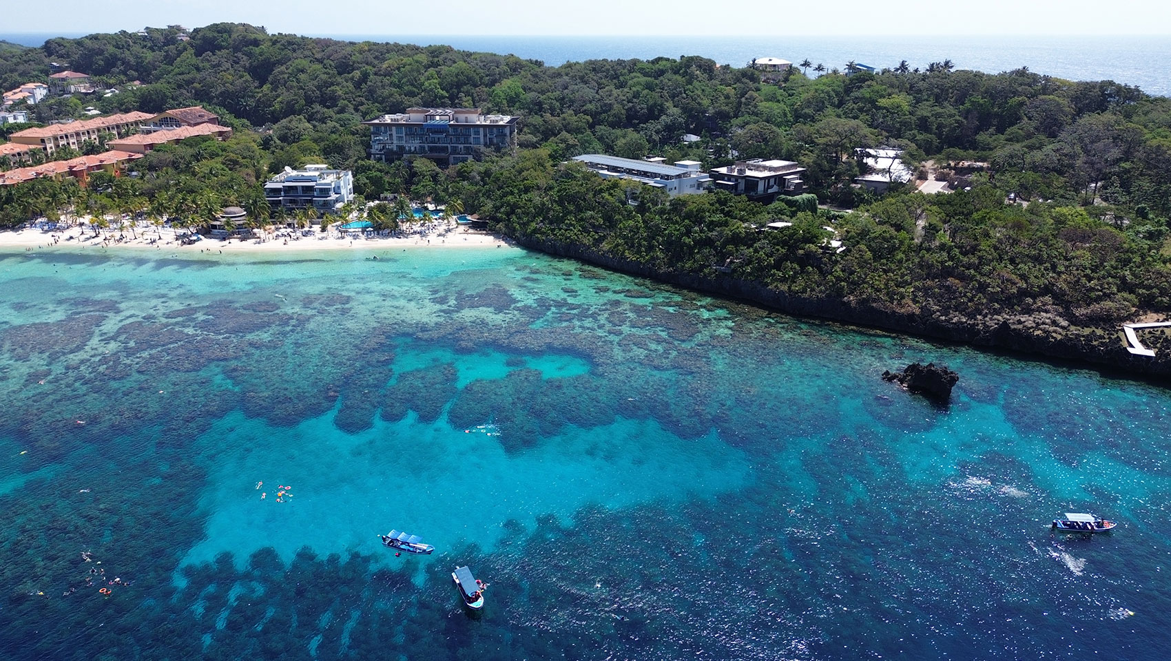 Aerial ocean view looking at Kimpton Grand Roatan