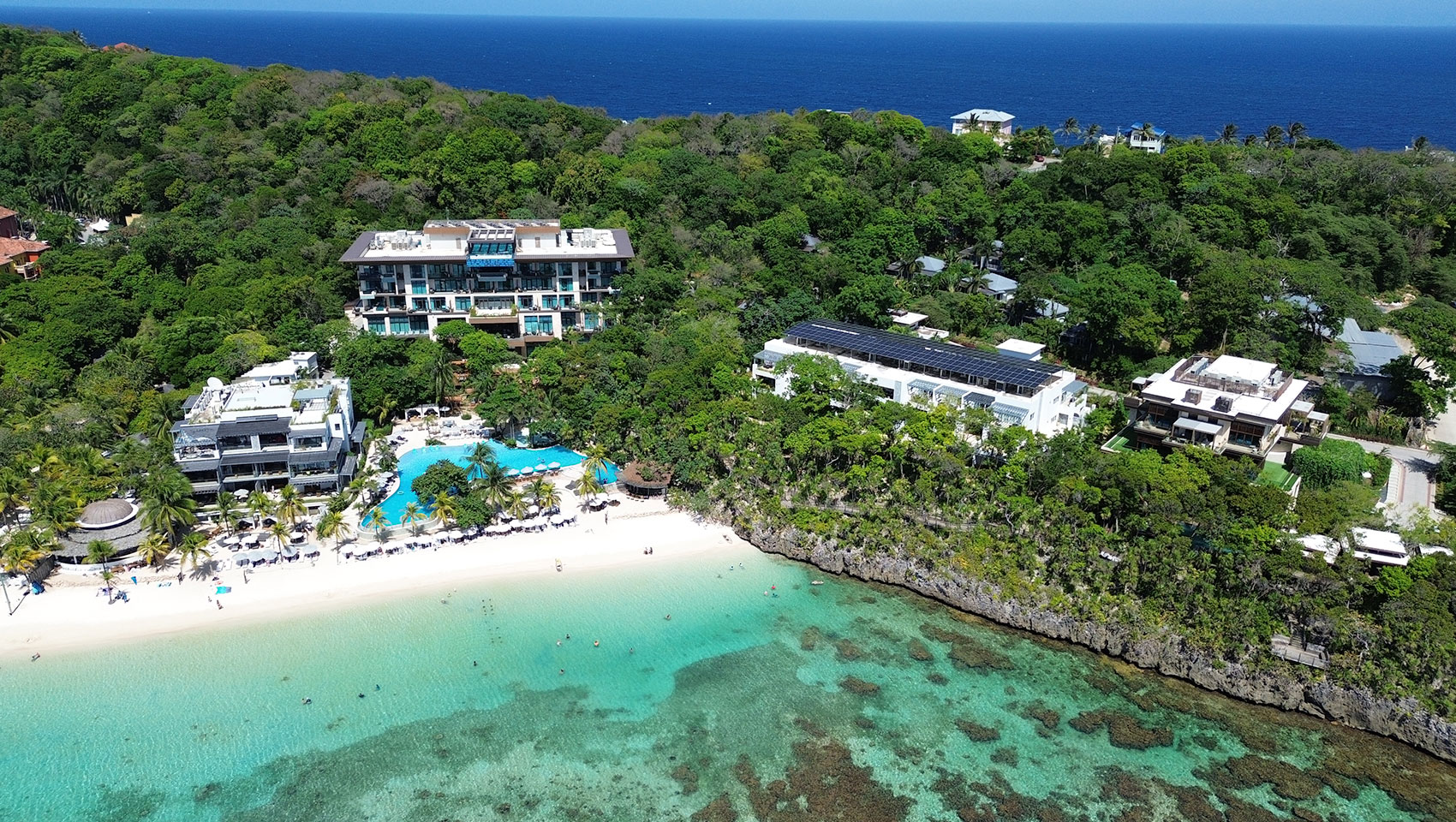 view of pool from ocean in Roatan