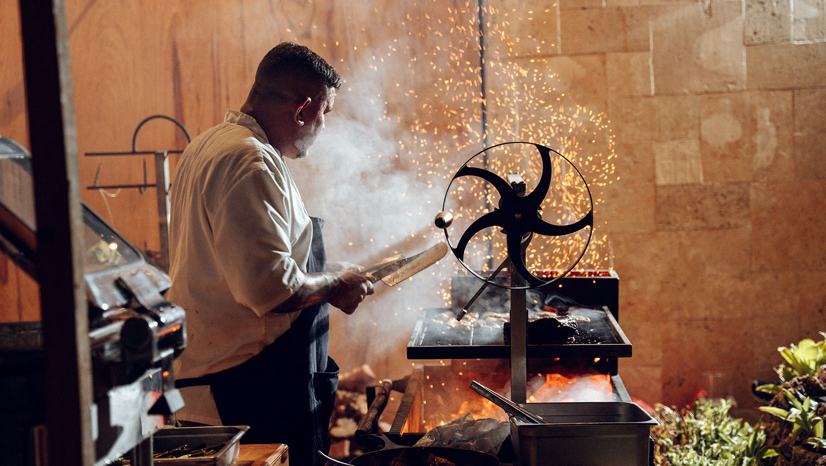 Chef at work at Guest Chef series at Kimpton Grand Roatan Resort