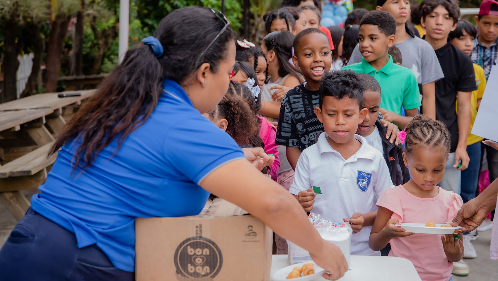 Kids lining up for lunch