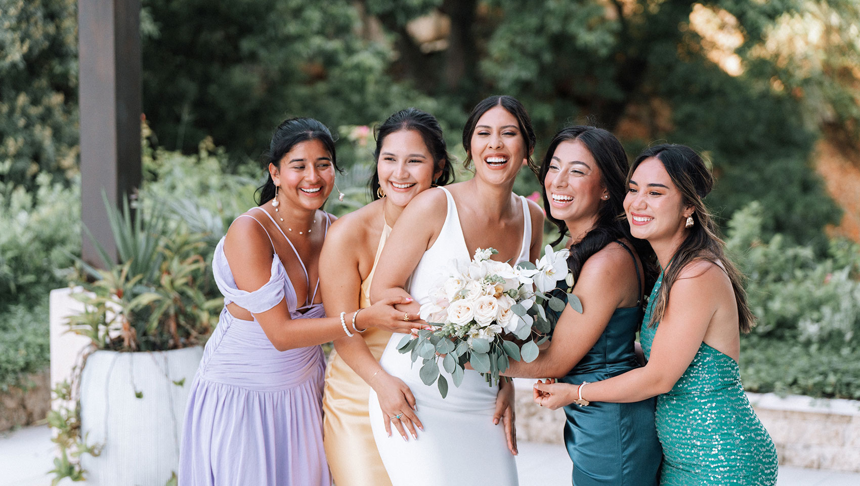 bride with bridesmaids