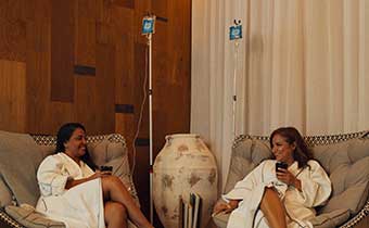 Two women receiving IV drips at Kao Kamasa Spa